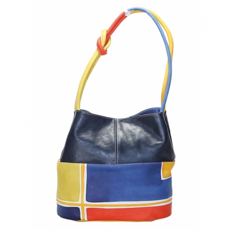 BORSA ACQUERELLO BLU GEOMETRICO