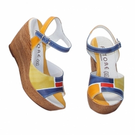 ACQUERELLO BLUE SPIRE WEDGE SANDALS