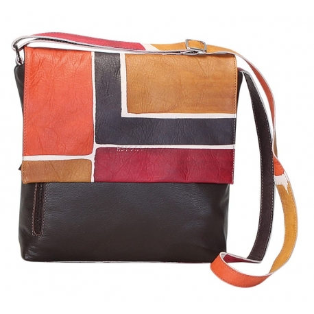 BORSA TRACOLLA ACQUERELLO BROWN SQUARE