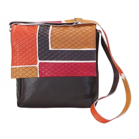 BORSA TRACOLLA ACQUERELLO GRATA BROWN SQUARE