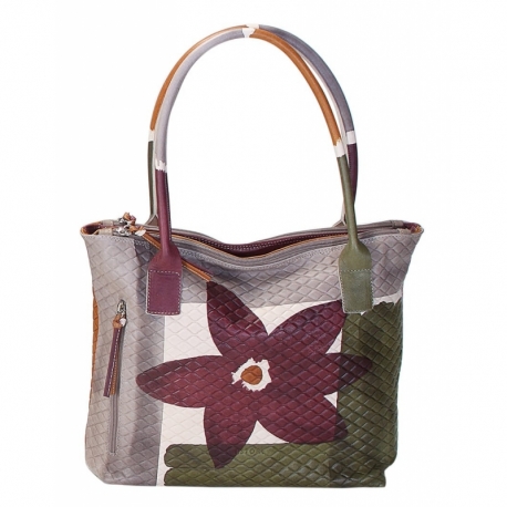 BORSA ACQUERELLO GRATA TAUPE FIORE
