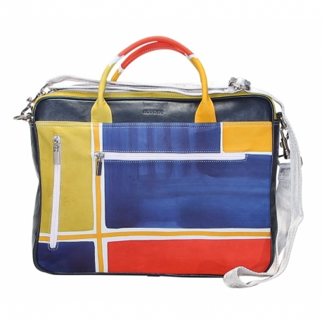 BORSA TRACOLLA BUSINESS BLU GEOMETRICO