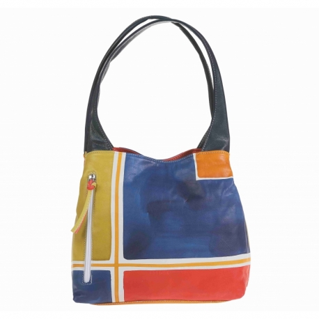 BORSA ACQUERELLO BLU GEOMETRICO