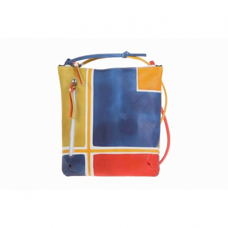 BORSA TRACOLLA ACQUERELLO BLU GEOMETRICO