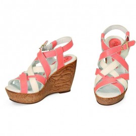 SANDALI CON ZEPPA SALMONE