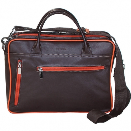 BORSA TRACOLLA BUSINESS MARRONE E ARANCIO